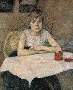 Henri de toulouse-lautrec Young woman at a table oil painting reproduction